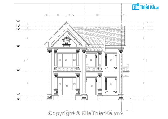 biệt thự 2 tầng,kiến trúc 2 tầng,bản vẽ biệt thự nhà phố 2 tầng,Bản vẽ biệt thự 2 tầng 13.56x13.76m,bản vẽ biệt thự 2 tầng