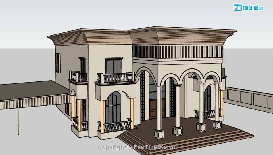 Biệt thự tân cổ điển,biệt thự 2 tầng,file su biệt thự 2 tầng