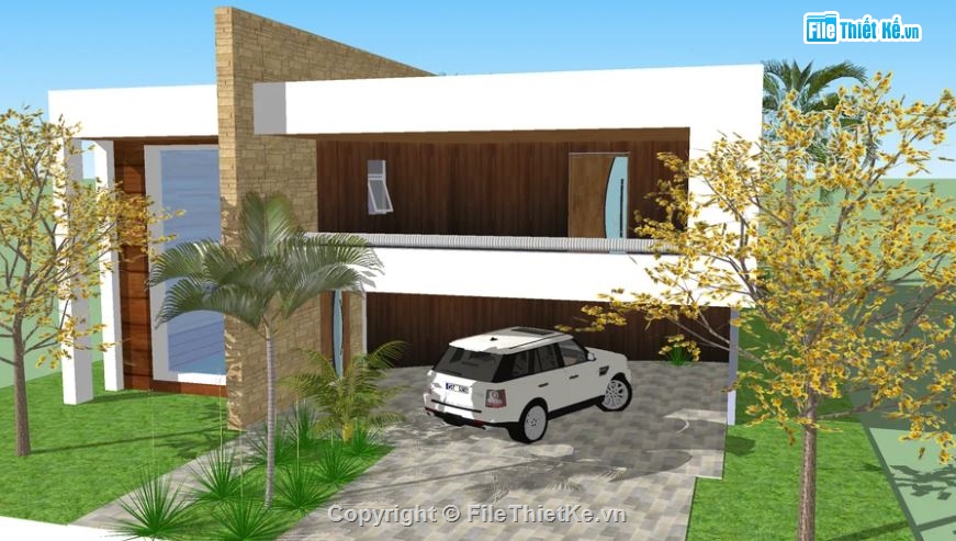 Biệt thự 2 tầng hiện đại,Biệt thự  2 tầng,Villa 2 tầng,File sketchup biệt thự 2 tầng,model su villa 2 tầng