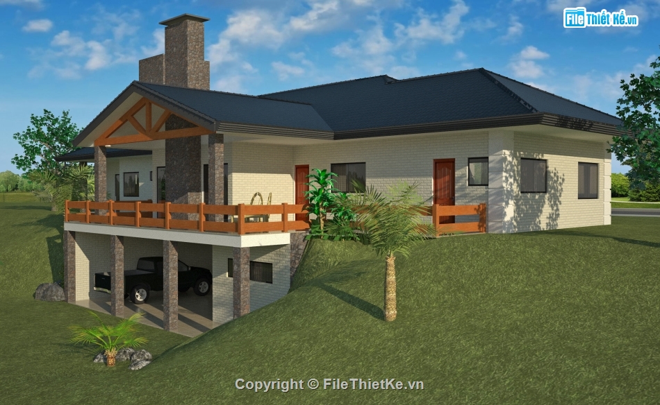 Biệt thự vườn 1 tầng,Model su biệt thự vườn,file su biệt thự vườn 1 tầng,file sketchup biệt thự vườn,biệt thự 1 tầng model su