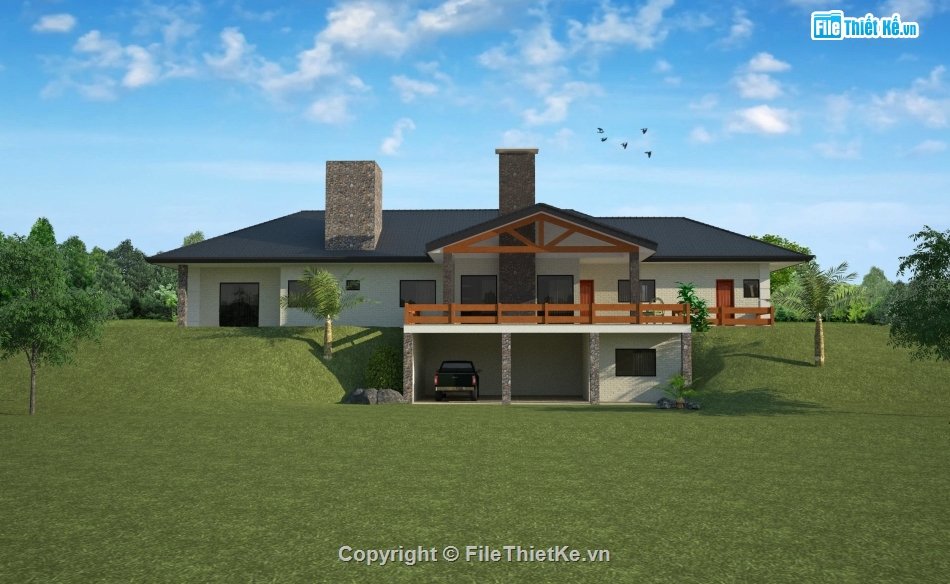 Biệt thự vườn 1 tầng,Model su biệt thự vườn,file su biệt thự vườn 1 tầng,file sketchup biệt thự vườn,biệt thự 1 tầng model su