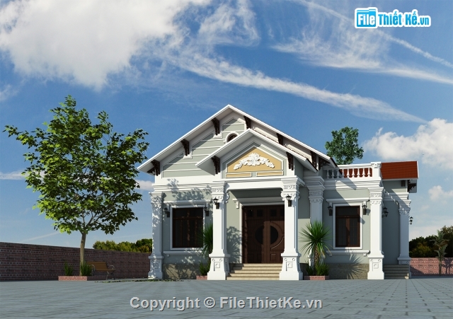 biet thu vuon 1 tang 3 phong ngu,Biet thu vuon 1 tang dep,Biet thu vuon 1 tang 12x13m