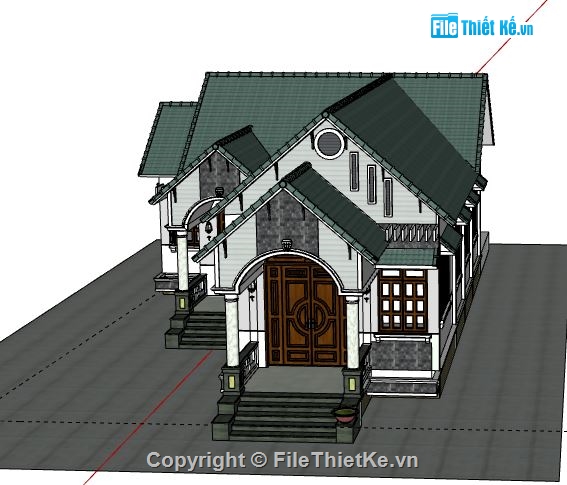 Biệt thự vườn 1 tầng,model su biệt thự 1 tầng,biệt thự 1 tầng file su,file sketchup biệt thự 1 tầng