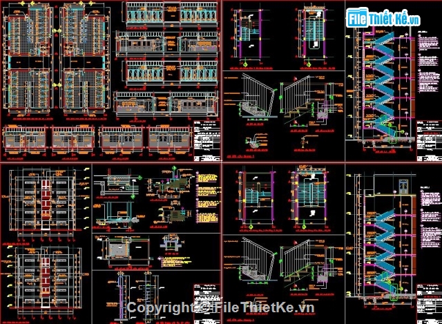 Bản vẽ chi tiết,bản vẽ 5 tầng,ký túc xá,ký túc xá 5 tầng