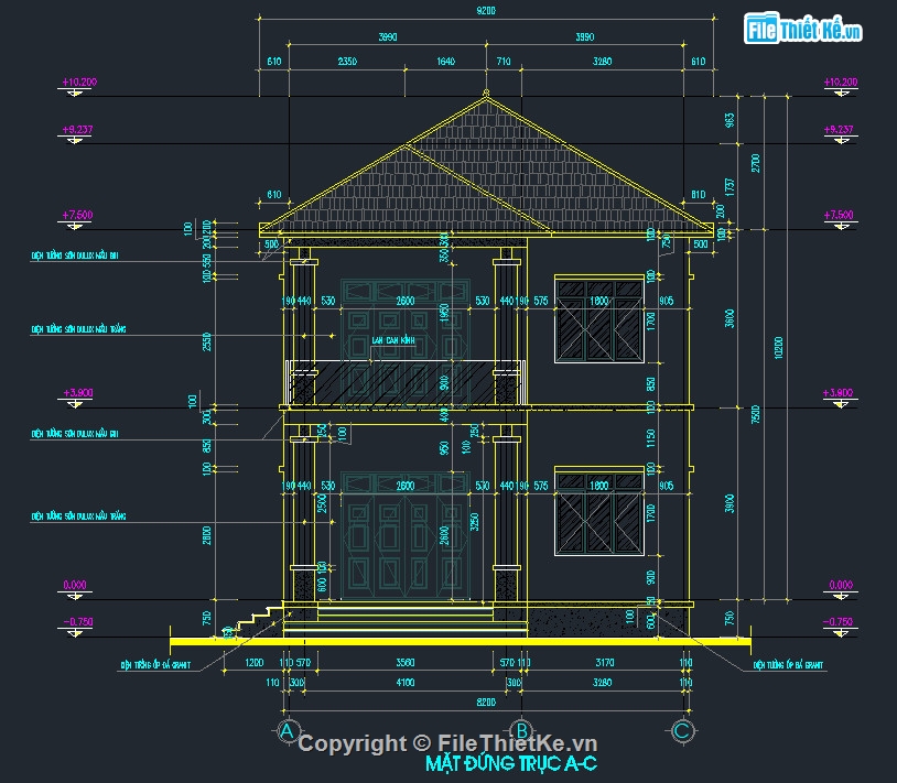 Bản vẽ,Kiến trúc,biệt thự 2 tầng,thiết kế cấu bản vẽ,bản vẽ biệt thự