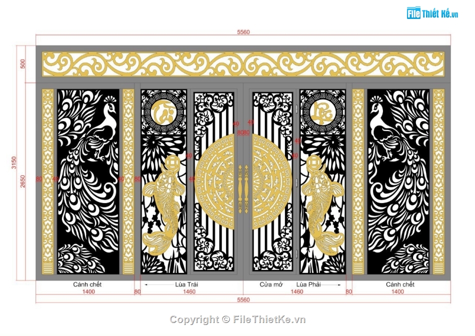 cổng tài lộc,cổng cá chép cnc,cổng phượng cnc,mẫu cổng cá chép tài lộc,file cắt cổng cá chép tài lộc