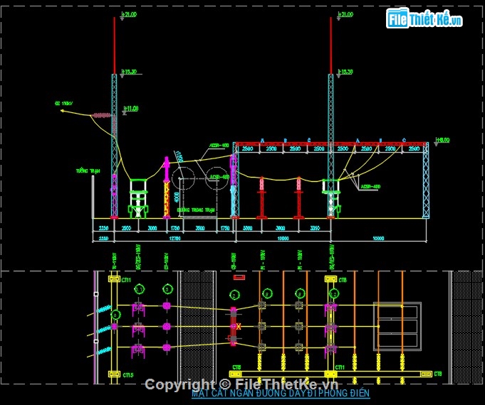 thiết kế trạm biến áp,thiết kế trạm 110kV,bản vẽ trạm 110kV,bản vẽ cad trạm biến áp 110kV