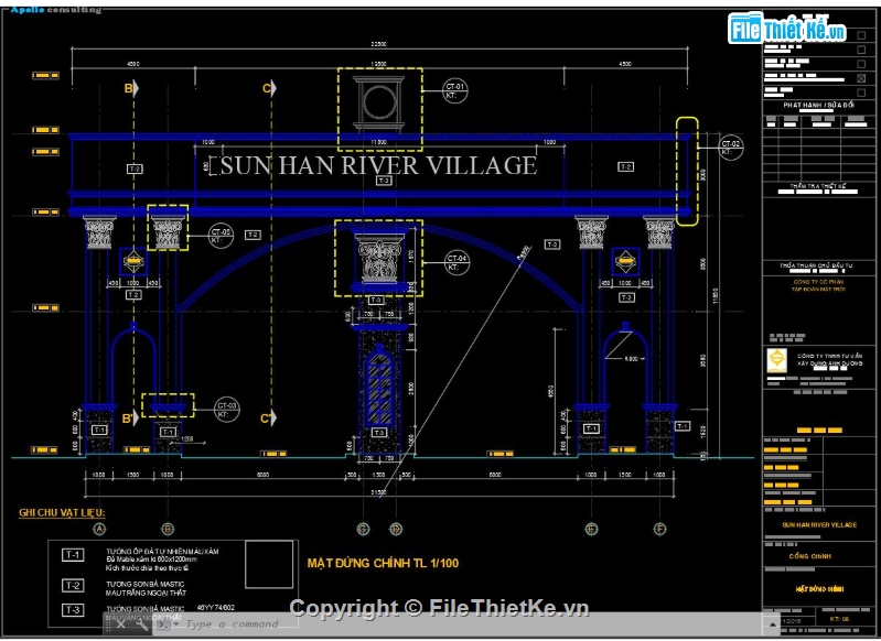 File cad Cổng chào,Bản vẽ Cổng chào,Cổng chào Sun Han River Village,Cad cổng chào,mẫu cổng chào