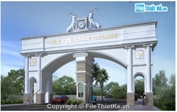 File cad Cổng chào,Bản vẽ Cổng chào,Cổng chào Sun Han River Village,Cad cổng chào,mẫu cổng chào
