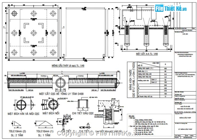 đủ bản vẽ và thuyết minh,hồ sơ thiết kế móng cẩu tháp,thiết kế móng cẩu tháp