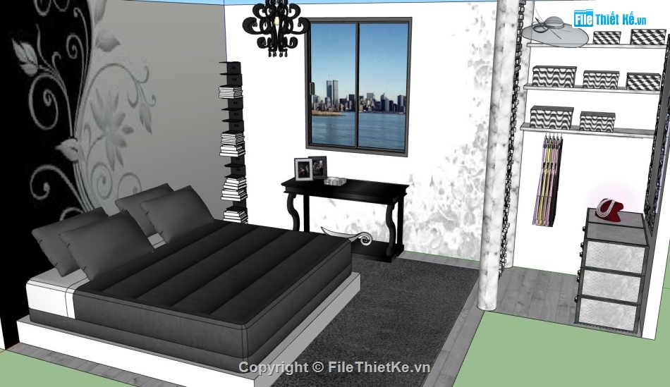 sketchup nội thất phòng ngủ,mẫu nội thất phòng ngủ sketchup,thiết kế phòng ngủ hiện đại,phòng ngủ đẹp