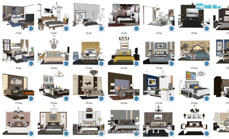 sketchup mẫu giường,tổng hợp mẫu giường,file su mẫu giường