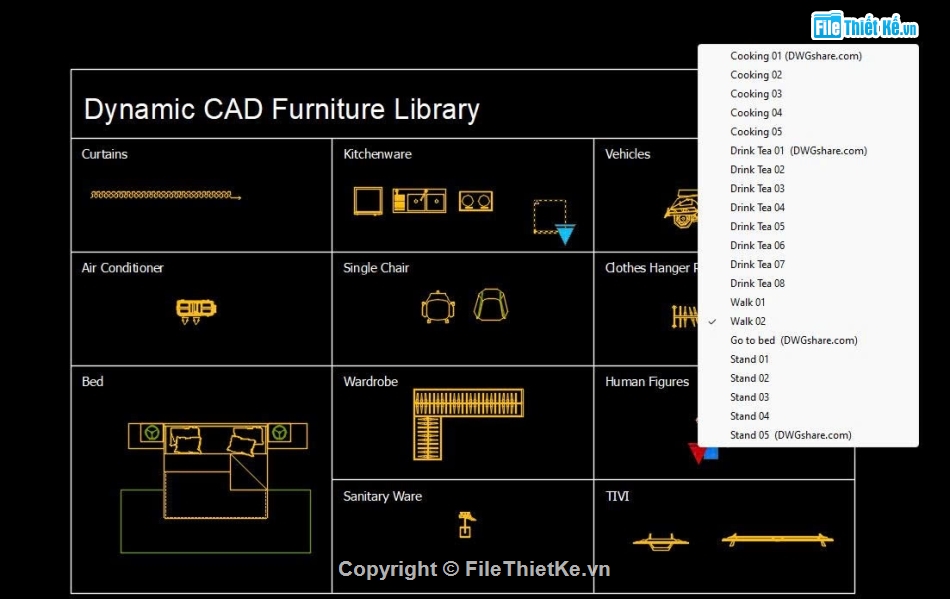 thư viện nội thất,thư viện cad nội thất,block động nội thất CAD,thư viện block động,CAD block động