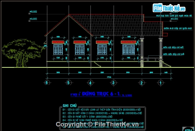 nhà cấp 4,cad nhà 2 cấp,Mẫu nhà cấp 4,Mẫu nhà cấp 4 kích thước 8.5×16.2m,Nhà 1 tầng