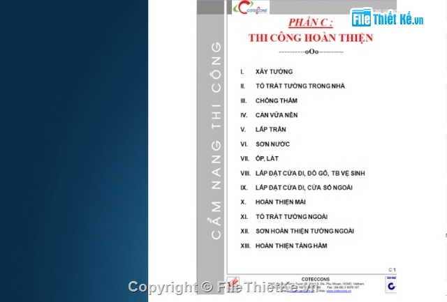Các bước thi công phần hoàn thiện của CTy coteccon,Cẩm nang thi công hoàn thiện của coteccons,Thi công phần hoàn thiện - coteccons