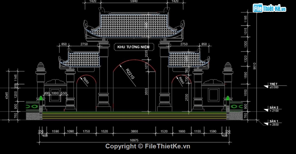 bản vẽ chùa đẹp,thiết kế chùa 10.9x21.1m,bản vẽ nhà chính điện 10.9x21.1m,thiết kế chùa 2 mái