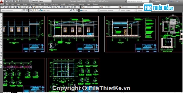 nhà cấp 4,nhà 1 tầng,bản vẽ CAd nhà  1 tầng,nhà 1 tầng 9.74x15.06m