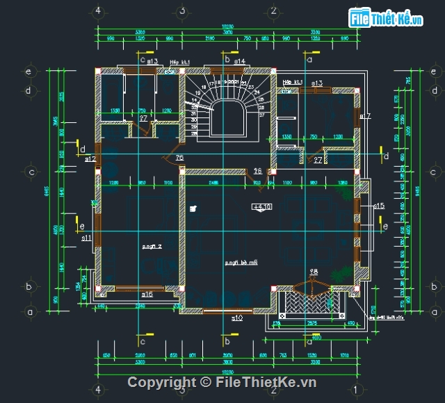 nhà 4 tầng,mẫu biệt thự 4 tầng,bản vẽ biệt thự 4 tầng,Biệt thự 4 tầng,10.2X9.465m