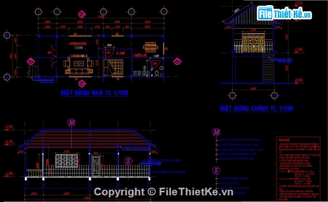 mẫu nhà sàn,cad nhà sàn,nhà sàn,nhà sàn Thủ Thừa,Nhà sàn 4.5x13.5m