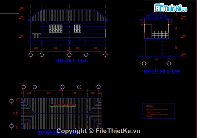 mẫu nhà sàn,cad nhà sàn,nhà sàn,nhà sàn Thủ Thừa,Nhà sàn 4.5x13.5m