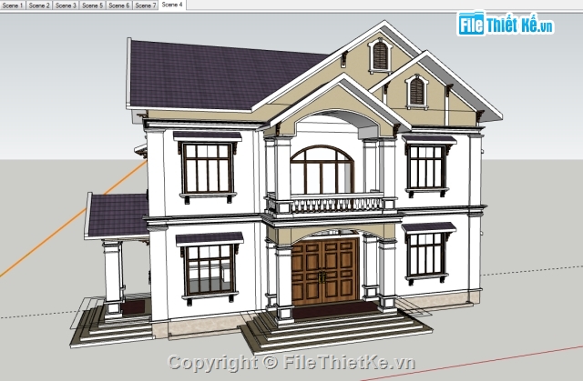 biệt thự 2 tầng,kiến trúc biệt thự,Sketchup biệt thự 2 tầng,sketchup biệt thự,bản vẽ autocad biệt thự,biệt thự 2 tầng 11x15m