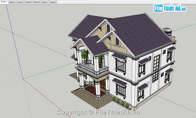 biệt thự 2 tầng,kiến trúc biệt thự,Sketchup biệt thự 2 tầng,sketchup biệt thự,bản vẽ autocad biệt thự,biệt thự 2 tầng 11x15m