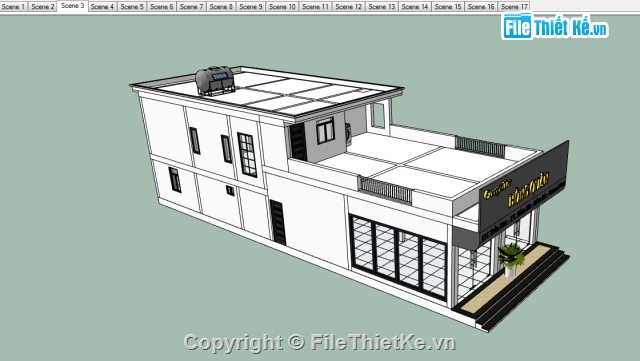 Nhà phố 2 tầng,Nhà 2 tầng CAD + SU,Nhà phố 2 tầng 8x22.5m,sketchup nhà phố 2 tầng,bản vẽ cad nhà phố 2 tầng