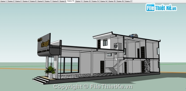 Nhà phố 2 tầng,Nhà 2 tầng CAD + SU,Nhà phố 2 tầng 8x22.5m,sketchup nhà phố 2 tầng,bản vẽ cad nhà phố 2 tầng