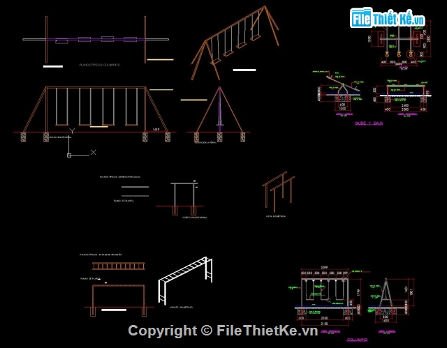 Cad trường mầm non: Cầu trượt, xích đập bênh...,đồ chơi ngoài trời