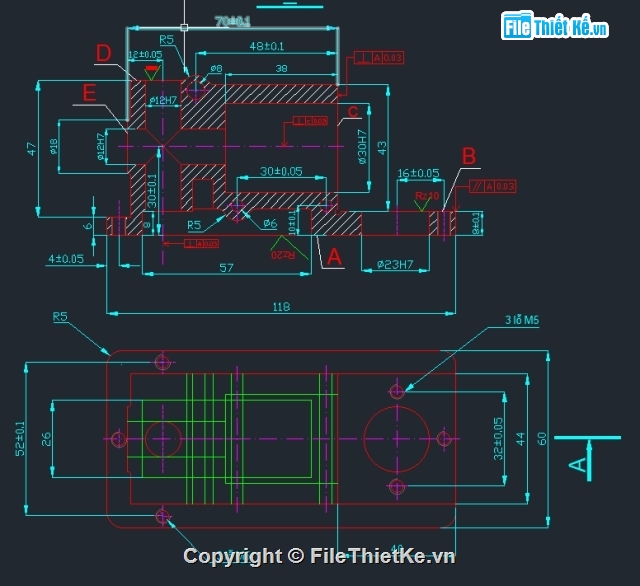 chế tạo,công nghệ,Cad đồ án,đồ án chế tạo máy thân thủy lực,thân thuỷ lực