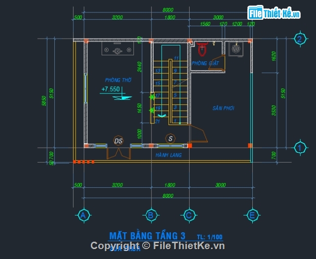 file thiết kế nhà phố,file cad nhà phố,nhà phố 3 tầng,bản vẽ 3 tầng