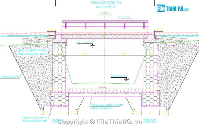 cầu bản mố nhẹ,cầu nhịp L = 6m,dầm bản đặc,mố nhẹ,khung bốn khớp,bản lắp ghép