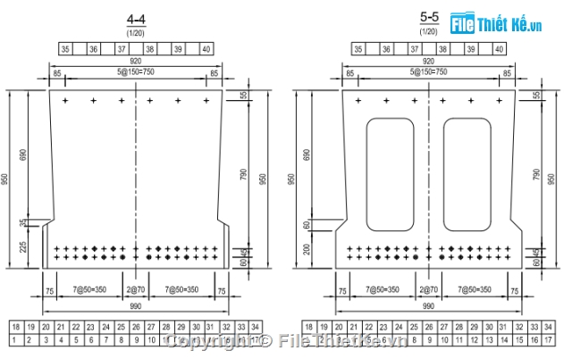 bản vẽ dầm bản,Cầu xiên góc,dầm bản rỗng,mố chữ u,l=24m,dầm bản dự ứng lực