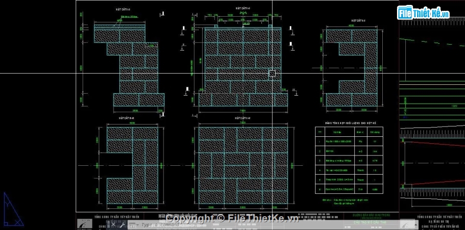 Cầu tạm,cad cầu tạm,mố rọ đá,rọ đá