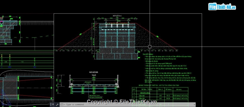 Cầu tạm,cad cầu tạm,mố rọ đá,rọ đá