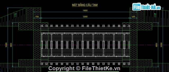 Cầu tạm,cầu tạm thép,cầu tạm L=12m,cầu thép tạm,bản vẽ cầu tạm