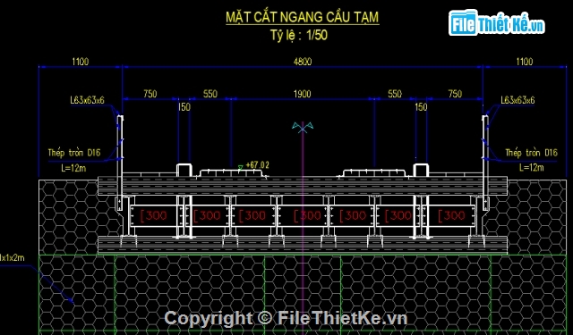 Cầu tạm,cầu tạm thép,cầu tạm L=12m,cầu thép tạm,bản vẽ cầu tạm