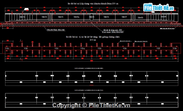 Ván khuôn,cấu tạo ván khuôn,bố trí ván khuôn,sơ đồ bố trí ván khuôn,ván khuôn dầm I 33m,bệ đúc dầm i 33m