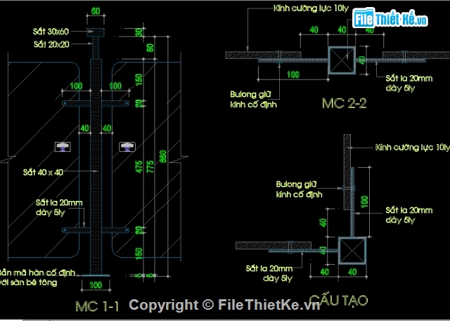 File cad,chi tiết ban công,Ban công kính