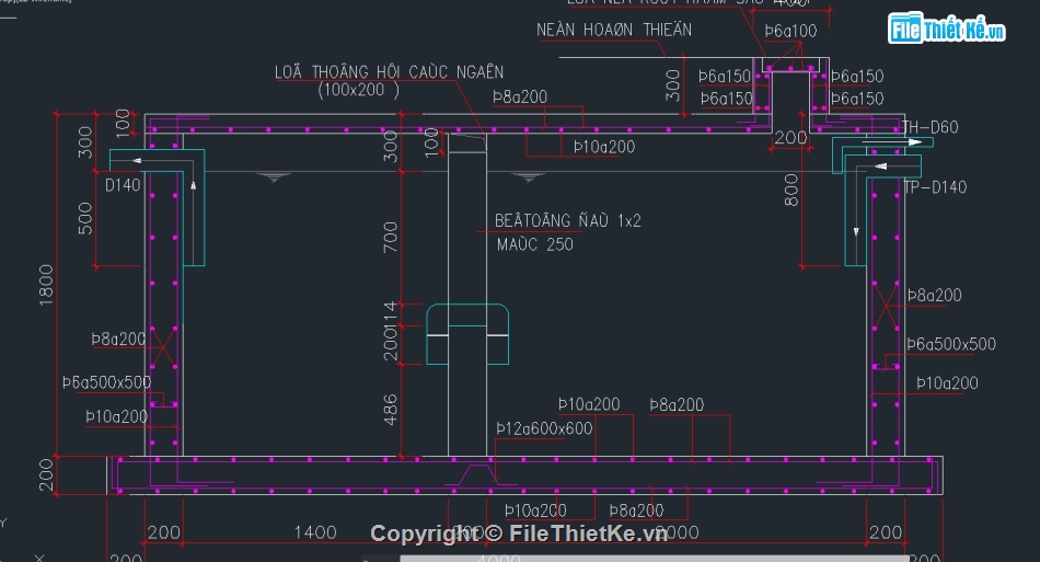 File cad bể tự hoại,chi tiết bể chứa,bể phốt,chi tiết bể lắng