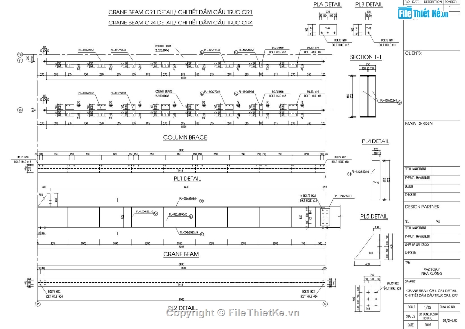 Bản vẽ cầu trục 5T,Chi tiết cầu trục 40m,Kết cấu dầm cầu trục,Dầm cầu trục nhà xưởng,Thiết kế dầm đỡ cầu trục,Chi tiết dầm cầu trục