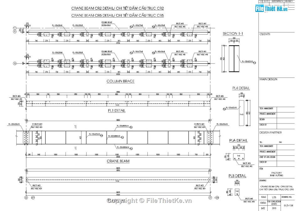 Bản vẽ cầu trục 5T,Chi tiết cầu trục 40m,Kết cấu dầm cầu trục,Dầm cầu trục nhà xưởng,Thiết kế dầm đỡ cầu trục,Chi tiết dầm cầu trục
