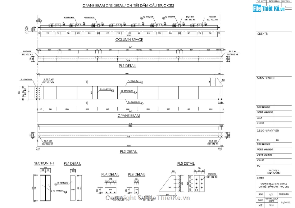 Bản vẽ cầu trục 5T,Chi tiết cầu trục 40m,Kết cấu dầm cầu trục,Dầm cầu trục nhà xưởng,Thiết kế dầm đỡ cầu trục,Chi tiết dầm cầu trục
