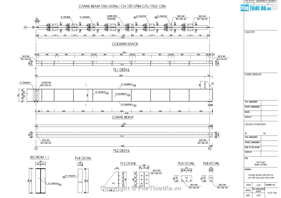 Bản vẽ cầu trục 5T,Chi tiết cầu trục 40m,Kết cấu dầm cầu trục,Dầm cầu trục nhà xưởng,Thiết kế dầm đỡ cầu trục,Chi tiết dầm cầu trục