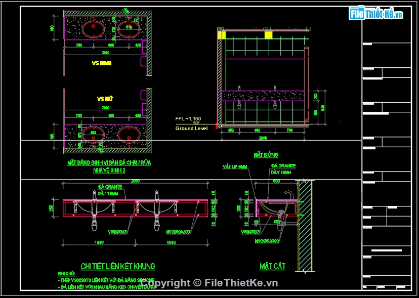 Autocad,Khung bàn đá,lavabo