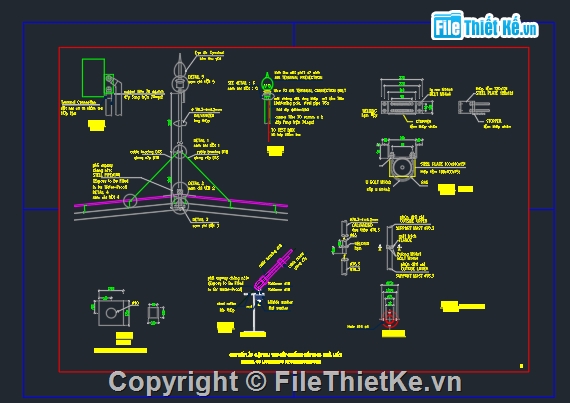 cọc tiếp địa,chi tiết cột,thiết kế cọc,cột thu sét