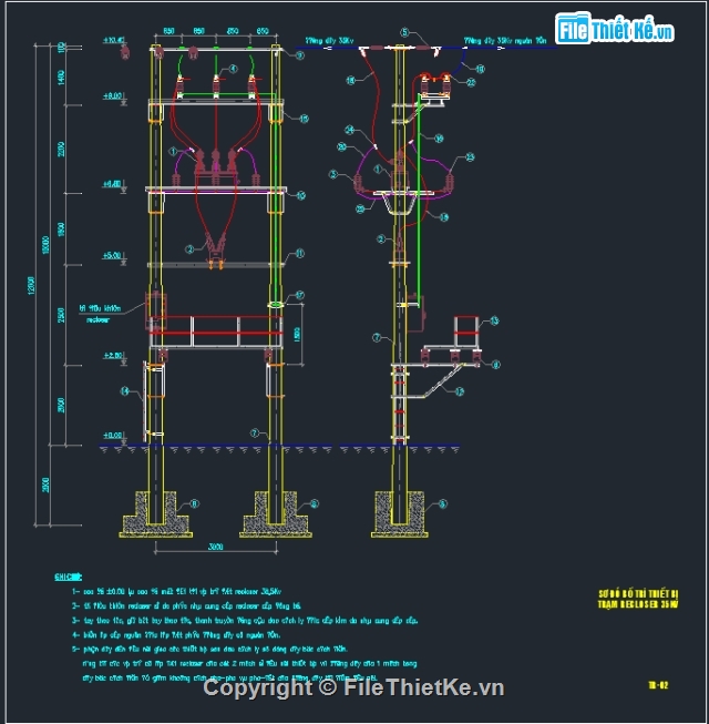 chi tiết họa tiết,trạm điện,Chi tiết tủ,Trạm điện 35kv,bản vẽ trạm điện 35KV,Trạm recloser 35kv