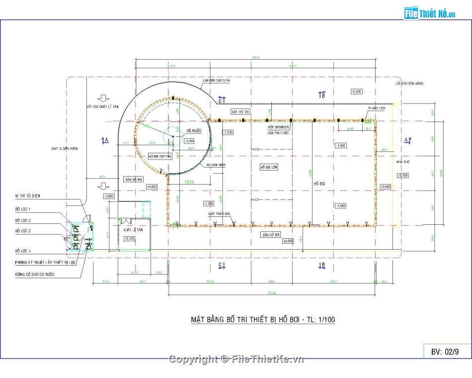 Hồ bơi 12x25m,File cad hồ bơi 12x25m,Bản vẽ hồ bơi 12x25m,Autocad hồ bơi,File autocad hồ bơi