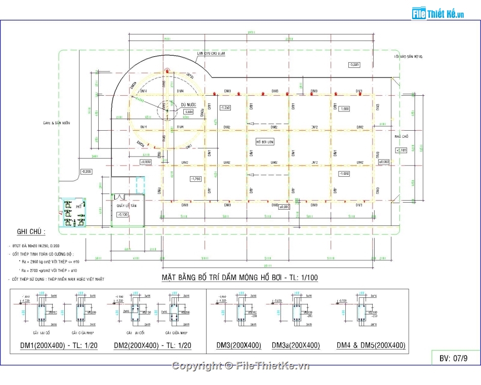 Hồ bơi 12x25m,File cad hồ bơi 12x25m,Bản vẽ hồ bơi 12x25m,Autocad hồ bơi,File autocad hồ bơi