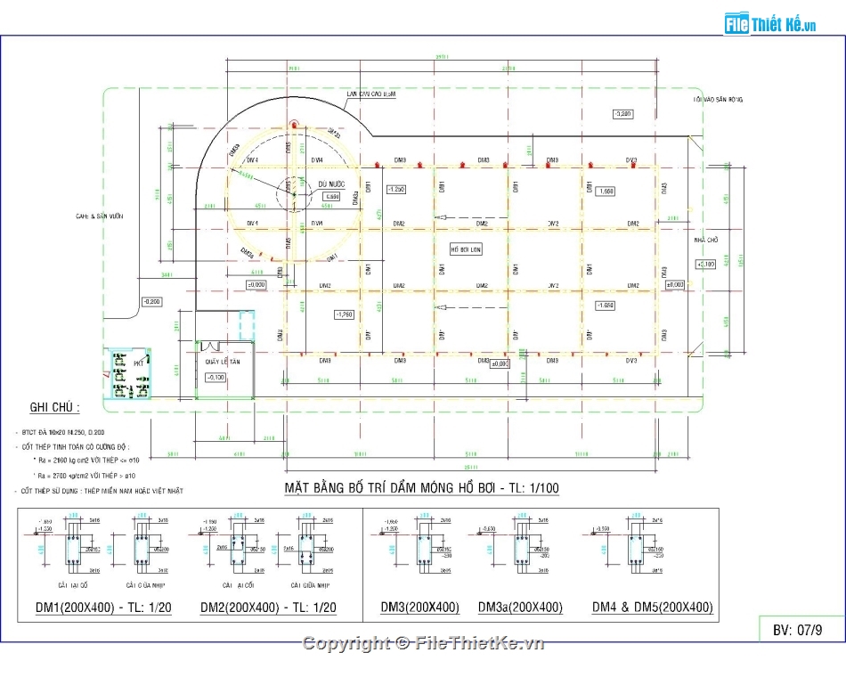 Hồ bơi 12x25m,File cad hồ bơi 12x25m,Bản vẽ hồ bơi 12x25m,Autocad hồ bơi,File autocad hồ bơi